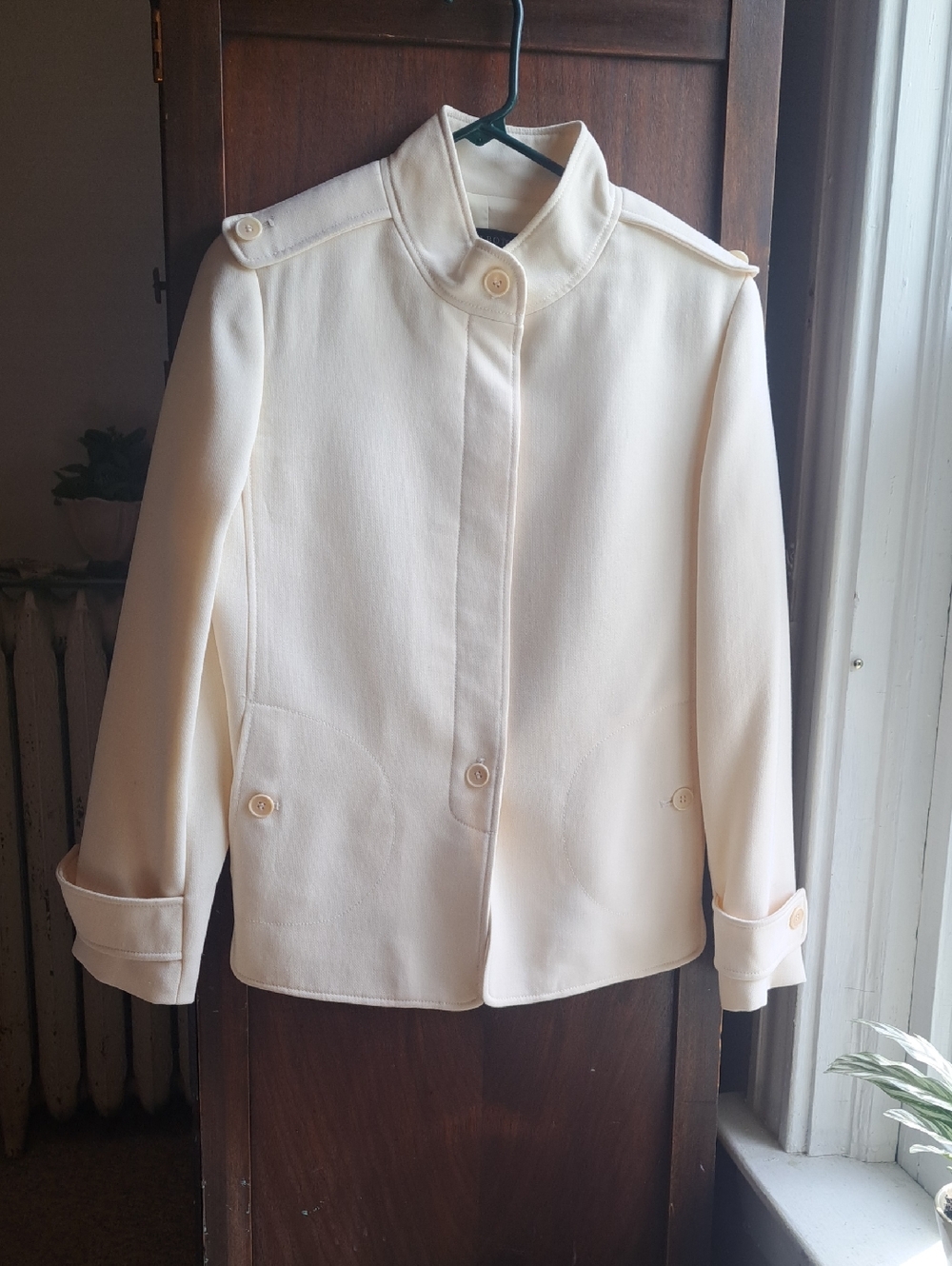 Talbots Woman's Size 10 Cream Military-Style Wool Blend Lined Jacket